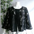 画像9: 新品 9596 ML カットワーク 刺繍 クロシェ レース フレア ジャケット 春 夏 黒 レディース ノーカラー 七分袖 カーディガン 上質 上品