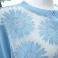 画像4: 新品 9598 ML 大きな花刺繍 メッシュ切替 カーディガン 春 夏 水色 レディース ストレッチ スラブ 異素材切替 上品