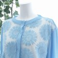 画像6: 新品 9598 ML 大きな花刺繍 メッシュ切替 カーディガン 春 夏 水色 レディース ストレッチ スラブ 異素材切替 上品