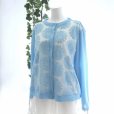 画像7: 新品 9598 ML 大きな花刺繍 メッシュ切替 カーディガン 春 夏 水色 レディース ストレッチ スラブ 異素材切替 上品