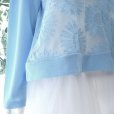 画像8: 新品 9598 ML 大きな花刺繍 メッシュ切替 カーディガン 春 夏 水色 レディース ストレッチ スラブ 異素材切替 上品
