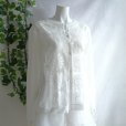 画像4: 新品 9600 ML 大きな花刺繍 メッシュ切替 カーディガン 春 夏 白 レディース ストレッチ スラブ 異素材切替 上品