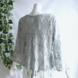 画像9: 新品 9602 ML カットワーク 刺繍 クロシェ レース フレア ジャケット 春 夏 秋 グレー レディース ノーカラー 七分袖 50代 60代 70代