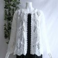 画像7: 新品 9603 ML クロシェ風 ブラウス カーディガン 白 春 夏 レディース クラシカルレース 長袖 上質 上品