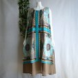 画像3: 新品 9620 F 重ね着風 綿100％ ワンピース 春 夏 アラビアン風柄 ターコイズ茶系 レディース 透け感 インド製 フェイクレイヤード