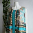 画像8: 新品 9620 F 重ね着風 綿100％ ワンピース 春 夏 アラビアン風柄 ターコイズ茶系 レディース 透け感 インド製 フェイクレイヤード
