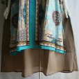 画像7: 新品 9620 F 重ね着風 綿100％ ワンピース 春 夏 アラビアン風柄 ターコイズ茶系 レディース 透け感 インド製 フェイクレイヤード