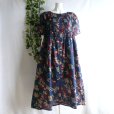 画像9: 新品 9632 ML 綿100％ シャーリング ワンピース 春 夏 紺系 レディース 和風 花柄 半袖 前開きボタン インド製 ナチュラル コットン