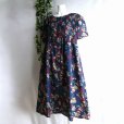 画像7: 新品 9632 ML 綿100％ シャーリング ワンピース 春 夏 紺系 レディース 和風 花柄 半袖 前開きボタン インド製 ナチュラル コットン