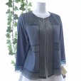 画像3: 新品 9663 M カットワーク 刺繍 綿麻混 シャツ ジャケット ダークネイビー 春 夏 秋 レディース ヨーロッパ調 上品 高級感 上質