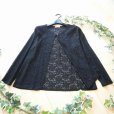 画像2: 新品 9671 ML カットワーク風 綿混 カーディガン 黒 春 夏 レディース 花模様 レース ノーカラー ジャケット 上品 (2)