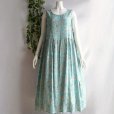 画像2: 新品 9683 L 手書き風 花柄 レーヨン100％ ワンピース 春 夏 ミント系 レディース 透け感 インド製 ナチュラル 50代 60代 70代 (2)