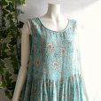 画像4: 新品 9683 L 手書き風 花柄 レーヨン100％ ワンピース 春 夏 ミント系 レディース 透け感 インド製 ナチュラル 50代 60代 70代