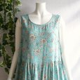 画像5: 新品 9683 L 手書き風 花柄 レーヨン100％ ワンピース 春 夏 ミント系 レディース 透け感 インド製 ナチュラル 50代 60代 70代