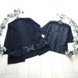 画像10: 新品 9687 ML オーガンジー 花刺繍 ツイン アンサンブル 春 夏 秋 黒 レディース カーディガン プルオーバー 異素材切替 50代 60代 70代