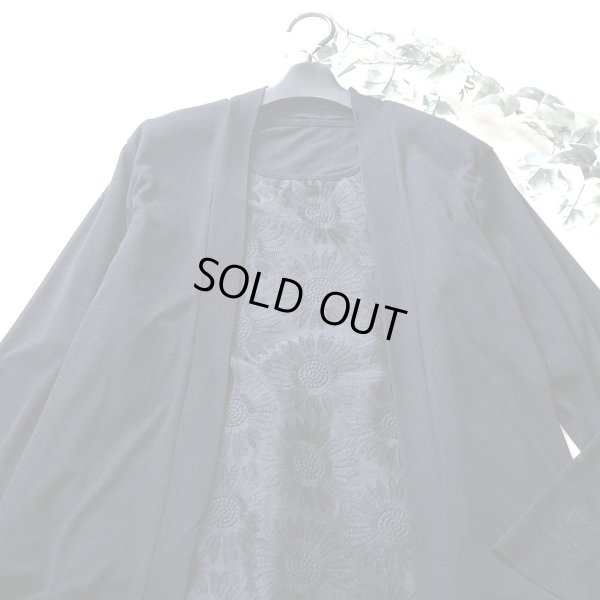 画像8: 新品 9687 ML オーガンジー 花刺繍 ツイン アンサンブル 春 夏 秋 黒 レディース カーディガン プルオーバー 異素材切替 50代 60代 70代