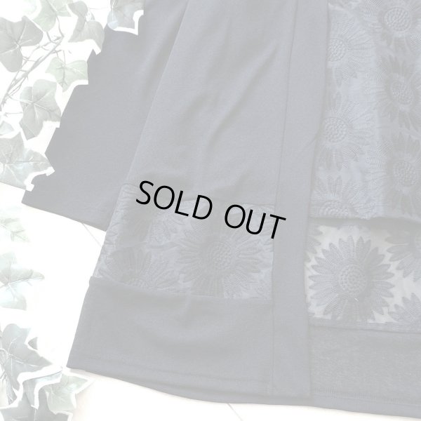 画像7: 新品 9687 ML オーガンジー 花刺繍 ツイン アンサンブル 春 夏 秋 黒 レディース カーディガン プルオーバー 異素材切替 50代 60代 70代