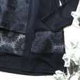 画像6: 新品 9687 ML オーガンジー 花刺繍 ツイン アンサンブル 春 夏 秋 黒 レディース カーディガン プルオーバー 異素材切替 50代 60代 70代
