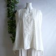 画像6: 新品 9690 ML カットワーク 刺繍 綿100％ シャツ プルオーバー 白 夏 レディース インド製 コットン ブラウス 異素材切替