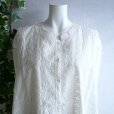 画像4: 新品 9690 ML カットワーク 刺繍 綿100％ シャツ プルオーバー 白 夏 レディース インド製 コットン ブラウス 異素材切替
