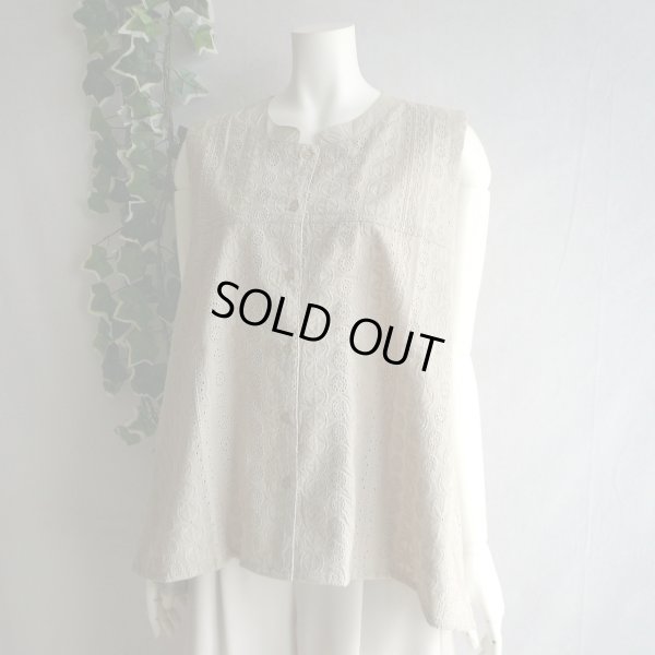 画像9: 新品 9691 ML カットワーク 刺繍 綿100％ シャツ プルオーバー ベージュ 夏 レディース インド製 コットン ブラウス 異素材切替