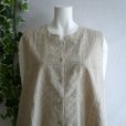 画像6: 新品 9691 ML カットワーク 刺繍 綿100％ シャツ プルオーバー ベージュ 夏 レディース インド製 コットン ブラウス 異素材切替