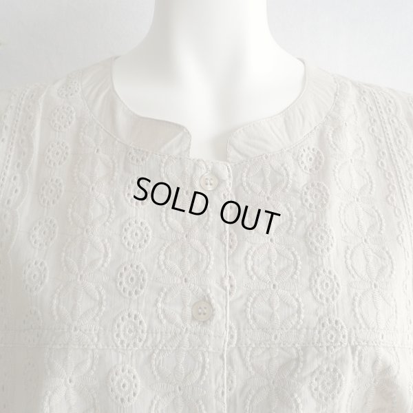 画像5: 新品 9691 ML カットワーク 刺繍 綿100％ シャツ プルオーバー ベージュ 夏 レディース インド製 コットン ブラウス 異素材切替