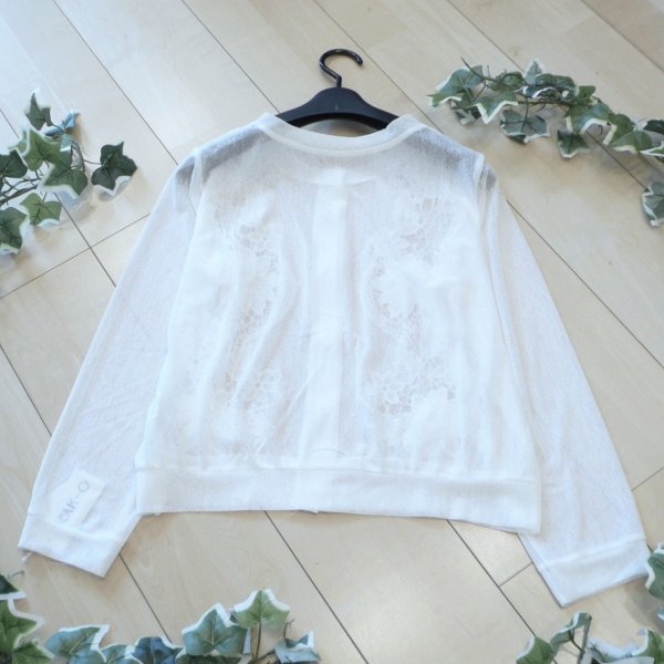 画像2: 新品 9699 ML クロシェ 立体 花刺繍 サマーニット カーディガン 白 春 夏 秋 レディース 透け感 花モチーフ 上質 上品