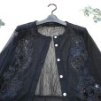 画像2: 新品 9700 ML クロシェ 立体 花刺繍 サマーニット カーディガン 黒 春 夏 秋 レディース 透け感 花モチーフ 上質 上品 (2)