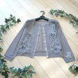 画像3: 新品 9701 ML クロシェ 立体 花刺繍 サマーニット カーディガン グレー 春 夏 秋 レディース 透け感 花モチーフ 上質 上品 