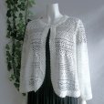 画像2: 新品 9704 M クロシェ編み 綿混 カーディガン 春 夏 レディース 白 花模様 ノーカラー ジャケット 長袖 高級 上品 上質 (2)