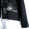 画像3: 新品 9706 ML クロシェ編み 切替 麻混 ジャケット 黒系 春 夏 秋 レディース ノーカラー 長袖 美しい透け感 上品 