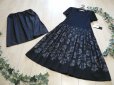 画像9: 新品 9707 L 日本製 桐生織 プリーツ ワンピース 春 夏 秋 黒系 レディース 綿混 抑揚花模様 ペチコート付 高級 上質 上品