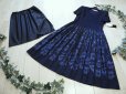 画像5: 新品 9708 L 日本製 桐生織 プリーツ ワンピース 春 夏 秋 紺系 レディース 綿混 抑揚花模様 ペチコート付 高級 上質 上品 