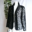 画像2: 新品 9726 L 花模様レース 綿混 テーラード ジャケット 黒 春 夏 秋 レディース 高級感 上質 上品 50代 60代 70代 (2)