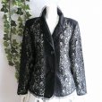 画像10: 新品 9726 L 花模様レース 綿混 テーラード ジャケット 黒 春 夏 秋 レディース 高級感 上質 上品 50代 60代 70代