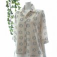 画像4: 新品 9733 L フロッキー 花模様 オーバー ブラウス アイボリー系 春 夏 秋 レディース 綿100％ コットン シャツ 上品 50代 60代 70代