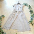 画像9: 新品 9736 L 綿 麻 リボン付 ワンピ ジレ ベージュ 春 夏 秋 レディース 襟あり フレンチ袖 羽織り リネン コットン 上品 50代 60代 70代