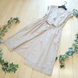 画像4: 新品 9736 L 綿 麻 リボン付 ワンピ ジレ ベージュ 春 夏 秋 レディース 襟あり フレンチ袖 羽織り リネン コットン 上品 50代 60代 70代
