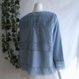 画像5: 新品 9759 M カットワーク 刺繍 綿麻混 シャツ ジャケット 春 夏 秋 ライトブルー系 レディース リネン 高級 上質 上品 50代 60代 70代
