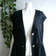 画像11: 新品 9760 M 綿 麻 リボン付 ワンピ ジレ 黒 春 夏 秋 レディース 襟あり フレンチ袖 羽織り リネン コットン 上品 50代 60代 70代