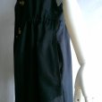 画像9: 新品 9760 M 綿 麻 リボン付 ワンピ ジレ 黒 春 夏 秋 レディース 襟あり フレンチ袖 羽織り リネン コットン 上品 50代 60代 70代
