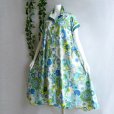 画像13: 新品 9773 ML ひまわり柄 綿100％ シャツ ワンピース グリーン系 夏 レディース リブ袖 Aライン フレア 上品 50代 60代 70代