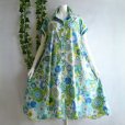 画像3: 新品 9773 ML ひまわり柄 綿100％ シャツ ワンピース グリーン系 夏 レディース リブ袖 Aライン フレア 上品 50代 60代 70代