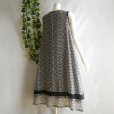 画像6: 新品 9774 L モード幾何学柄 シフォン ワンピース 黒ベージュ系 夏 レディース 切替 裾ライン Aライン フレア 上品 50代 60代 70代