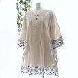 画像9: 新品 9781 ML 刺繍 綿100％ フレア チュニック 春 夏 秋 アイボリー系 レディース ベルスリーブ ピンタック 上品 50代 60代 70代