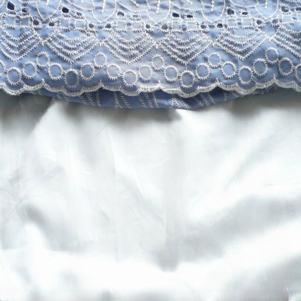 画像2: 新品 9784 M 総刺繍 綿100％ ティアード スカート 春 夏 くすみライトブルー系 レディース ボリューム フレア 豪華 上品 50代 60代 70代