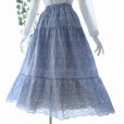 画像7: 新品 9784 M 総刺繍 綿100％ ティアード スカート 春 夏 くすみライトブルー系 レディース ボリューム フレア 豪華 上品 50代 60代 70代