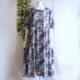 画像5: 新品 9812 M 大きな花柄 綿混 抑揚 ワンピース 青紫系 夏 レディース 花柄 ギャザー フレア 上品 50代 60代 70代