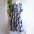 画像4: 新品 9812 M 大きな花柄 綿混 抑揚 ワンピース 青紫系 夏 レディース 花柄 ギャザー フレア 上品 50代 60代 70代